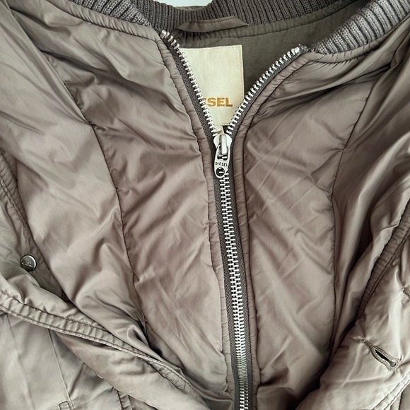 Vintage‎ Diesel Long Coat Brown with Fur Trimmed Hood Double Layer Size Small - Picture 9 of 15